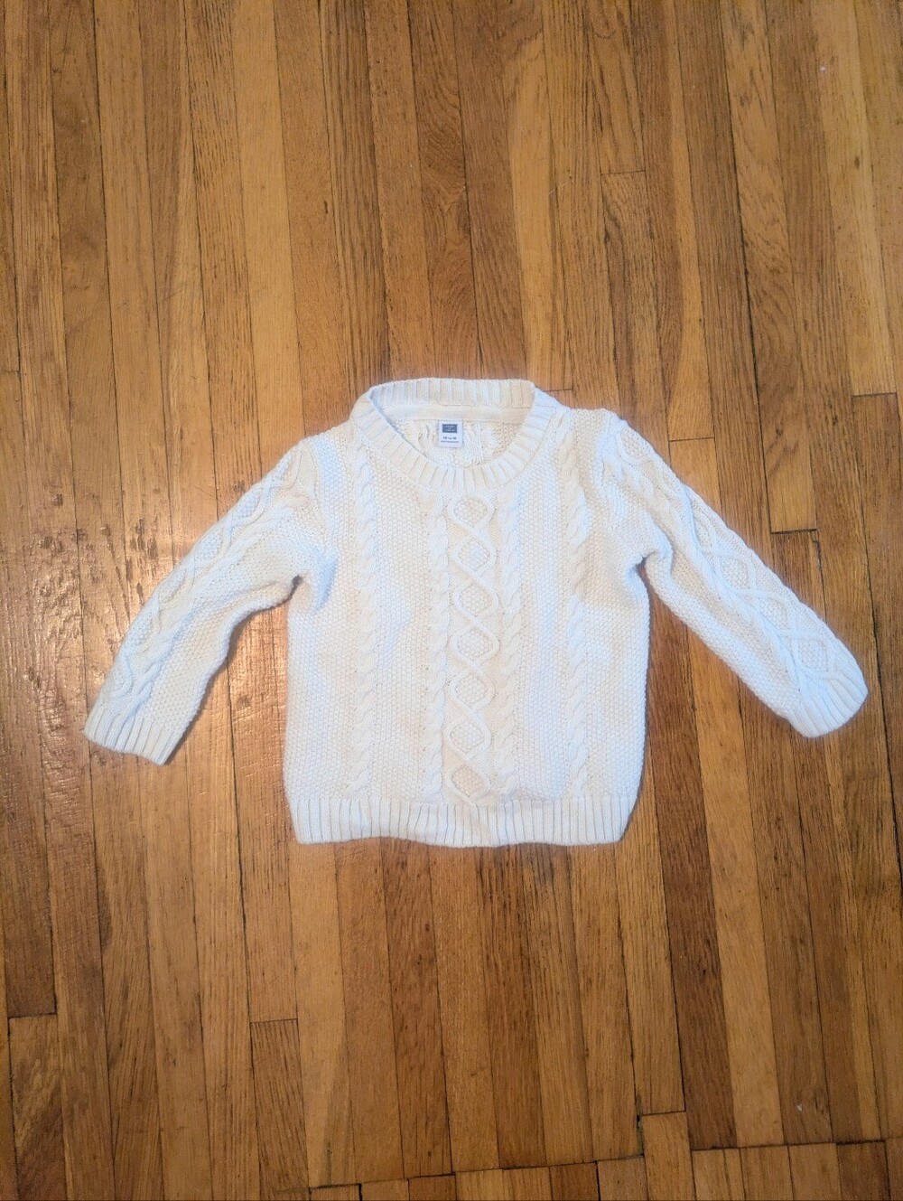 Janie and Jack Boys Cream Cable Knit Crewneck Sweater size 12-18M